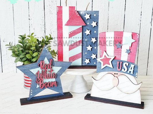 4th of July Shelf Sitter Trio
