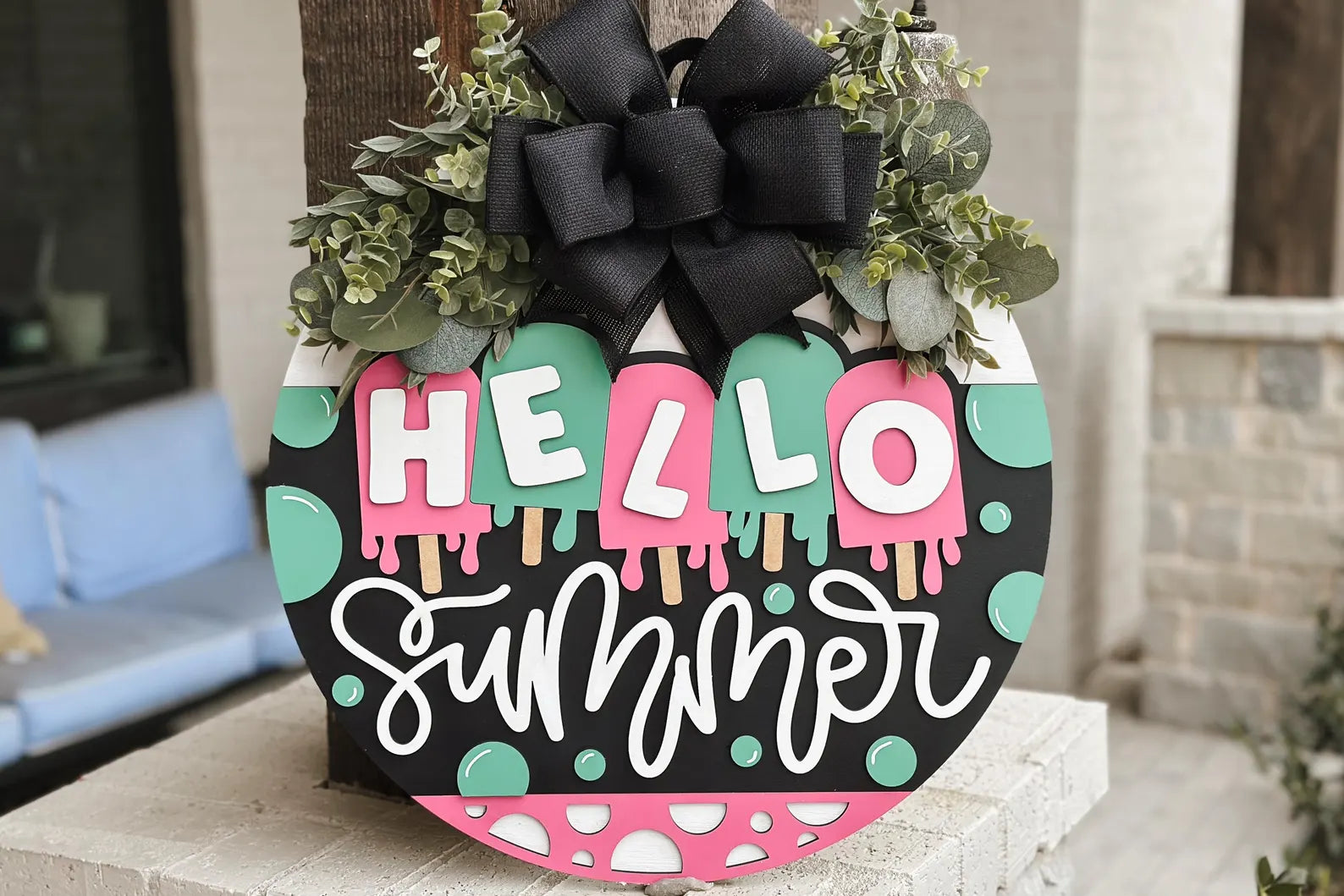 Hello Summer Melting Popsicles & Polka Dots Round
