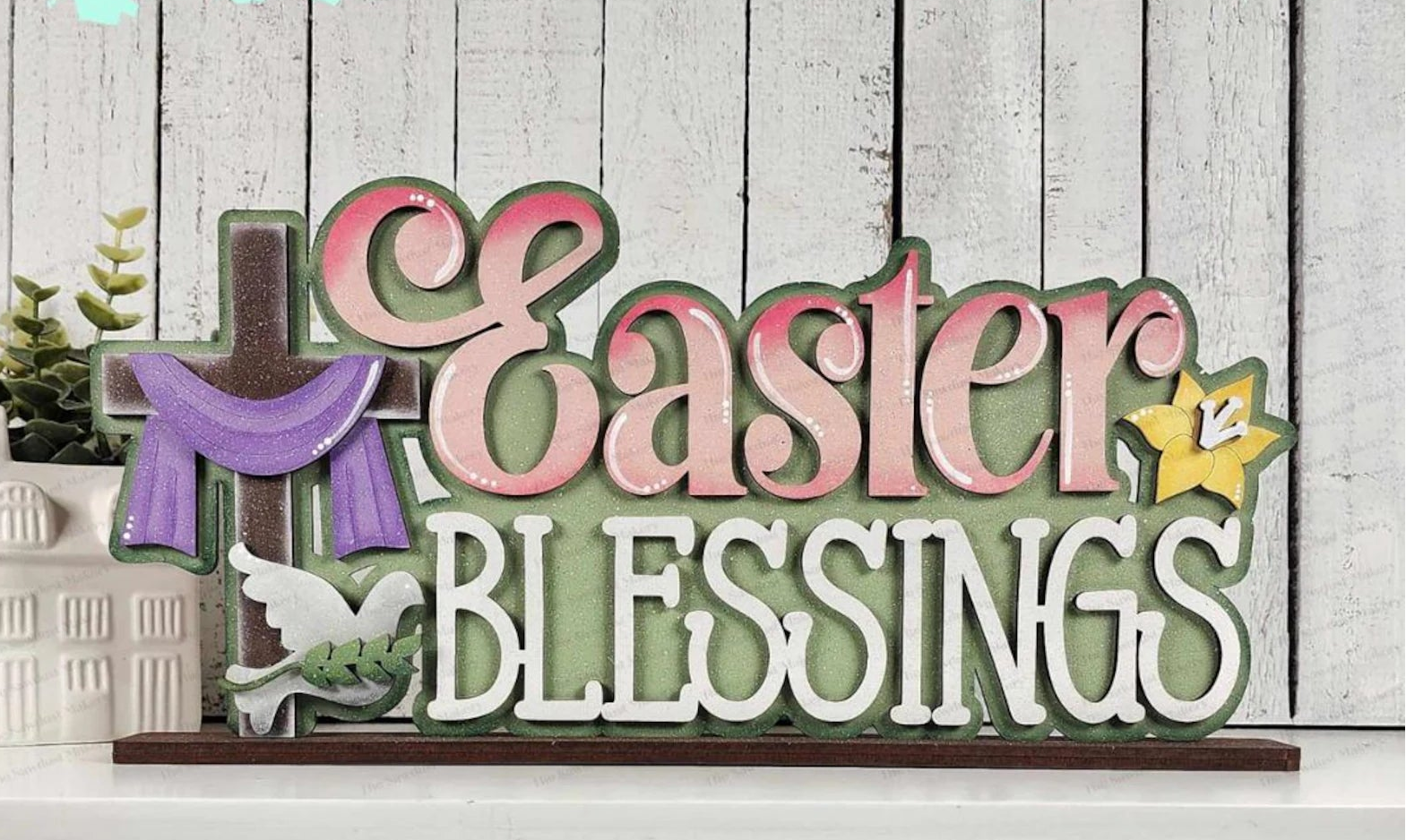 Easter Blessings Word Art Shelf Sitter