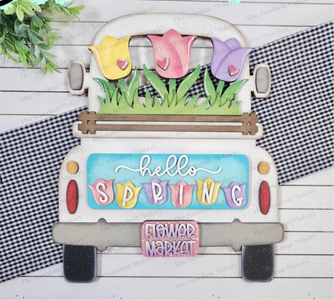 Interchangeable Truck & Hello Spring Tulips Inserts - DIY Blank