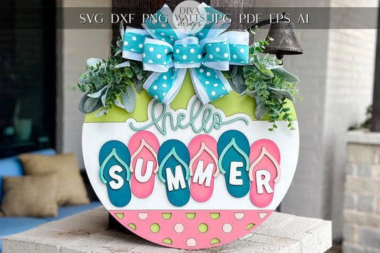 Hello Summer Flip Flops & Polka Dots Round- Paint Party Kit