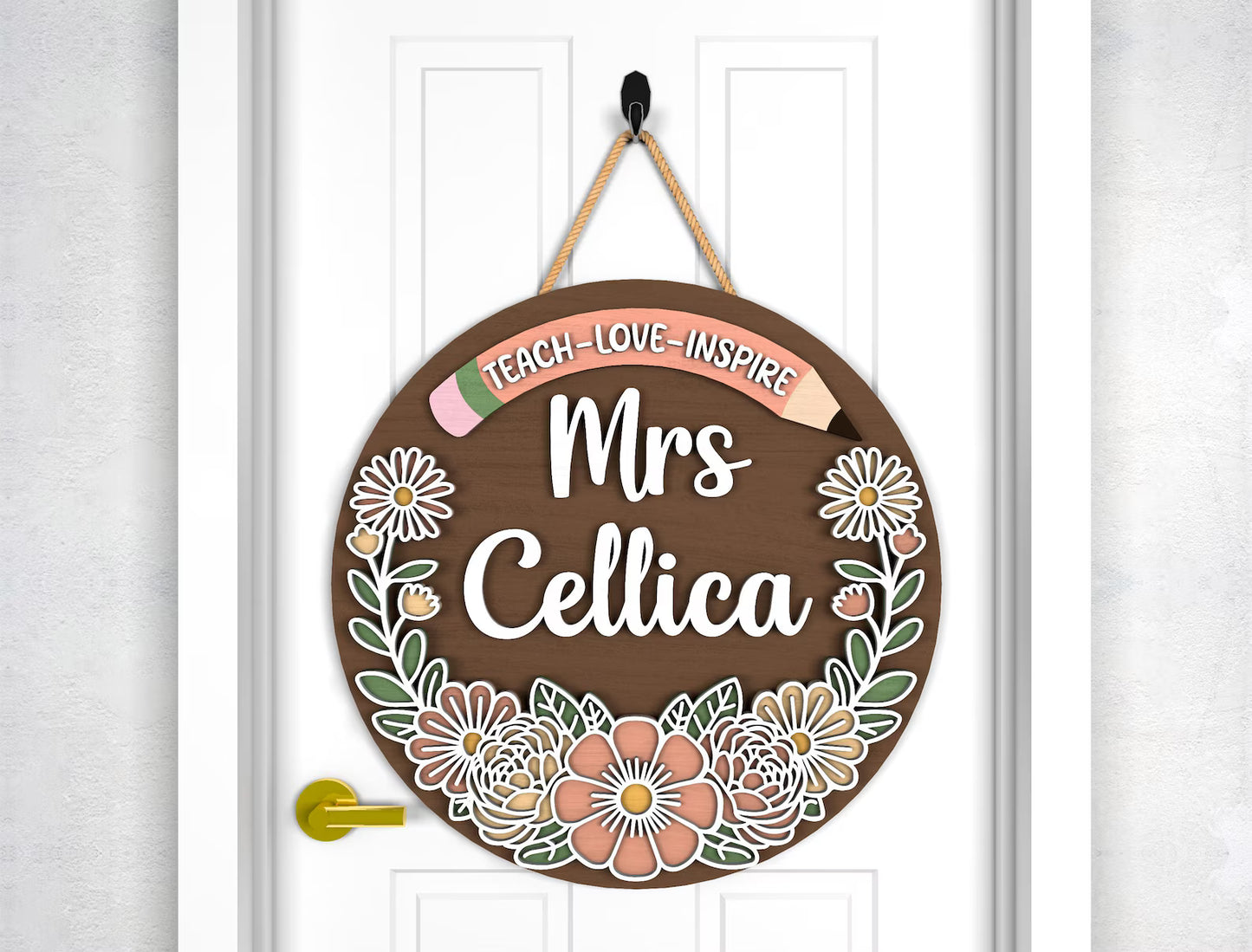 Teach Love Inspire Floral Hanger (CUSTOMIZED)- Paint Party Kit