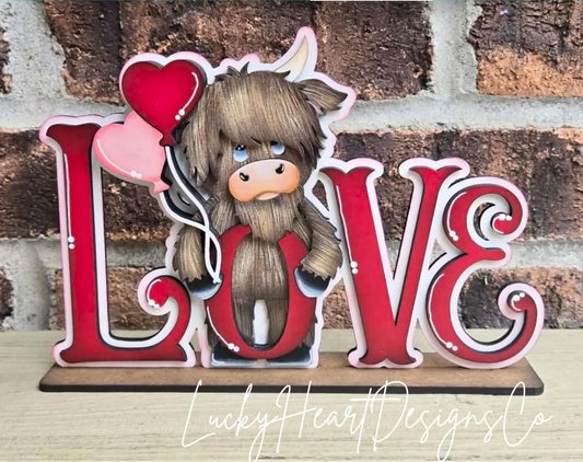Highland Cow Love Shelf Sitter- Paint Party