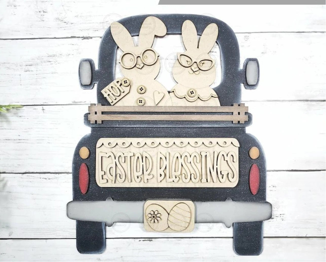 Interchangeable Truck & Easter Blessings Bunny Couple Inserts- DIY Blank