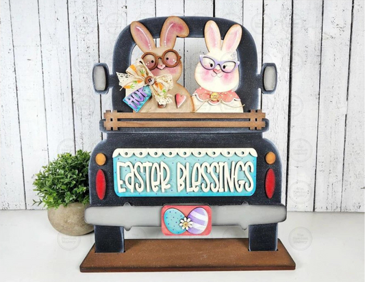 Interchangeable Truck & Easter Blessings Bunny Couple Inserts- Paint Party Kit