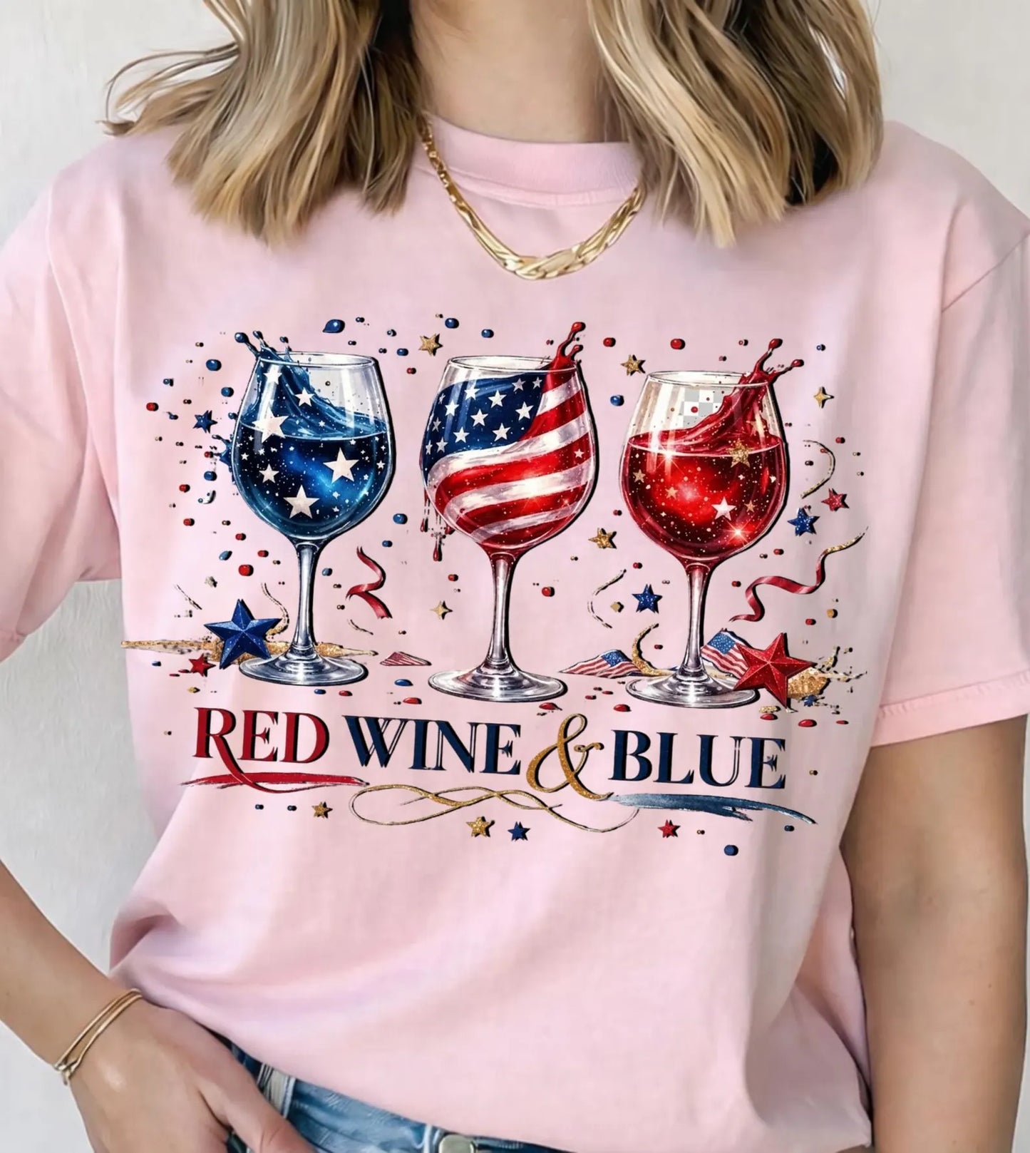 Red Wine and Blue Shirt
