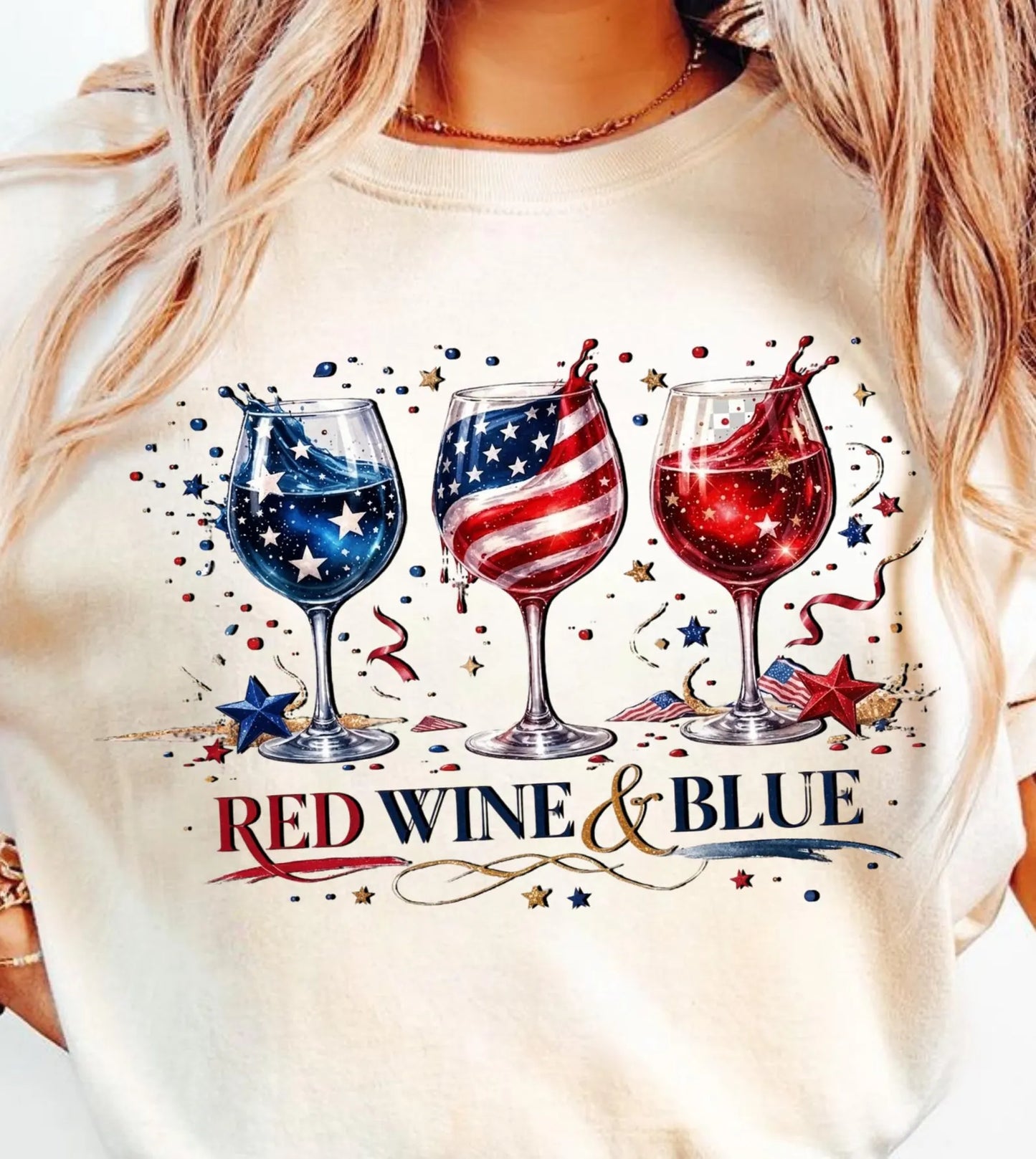 Red Wine and Blue Shirt
