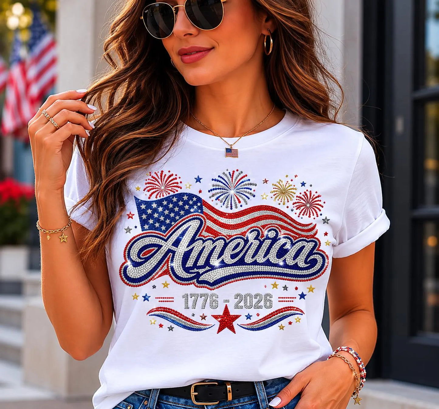 Rhinestone America Shirt