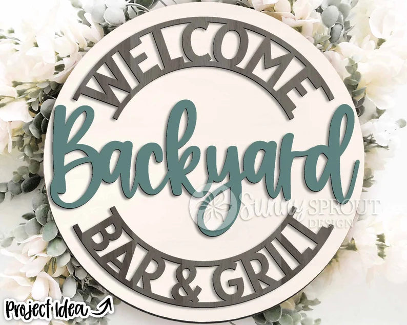Welcome, Backyard Bar & Grill Round- Paint Party Kit