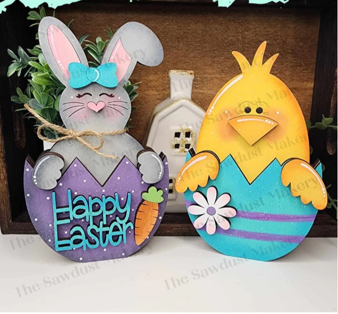 Bunny & Chick Egg Shelf Sitter- Paint Party Kit