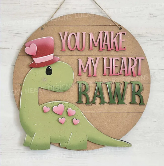 You Make My Heart RAWR Round- Paint Party Kit