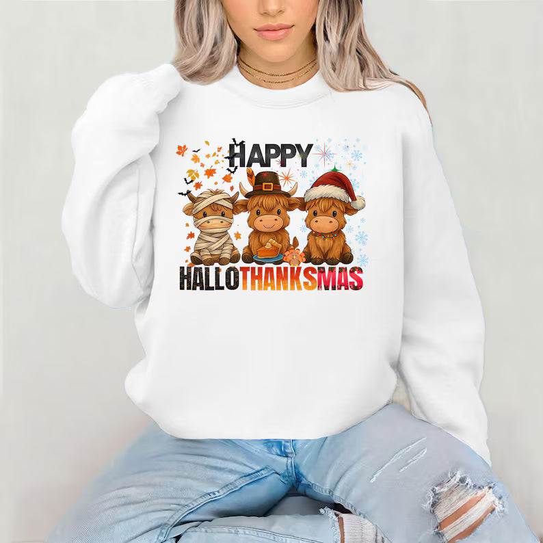 Happy HalloThanksMas Highland Cows