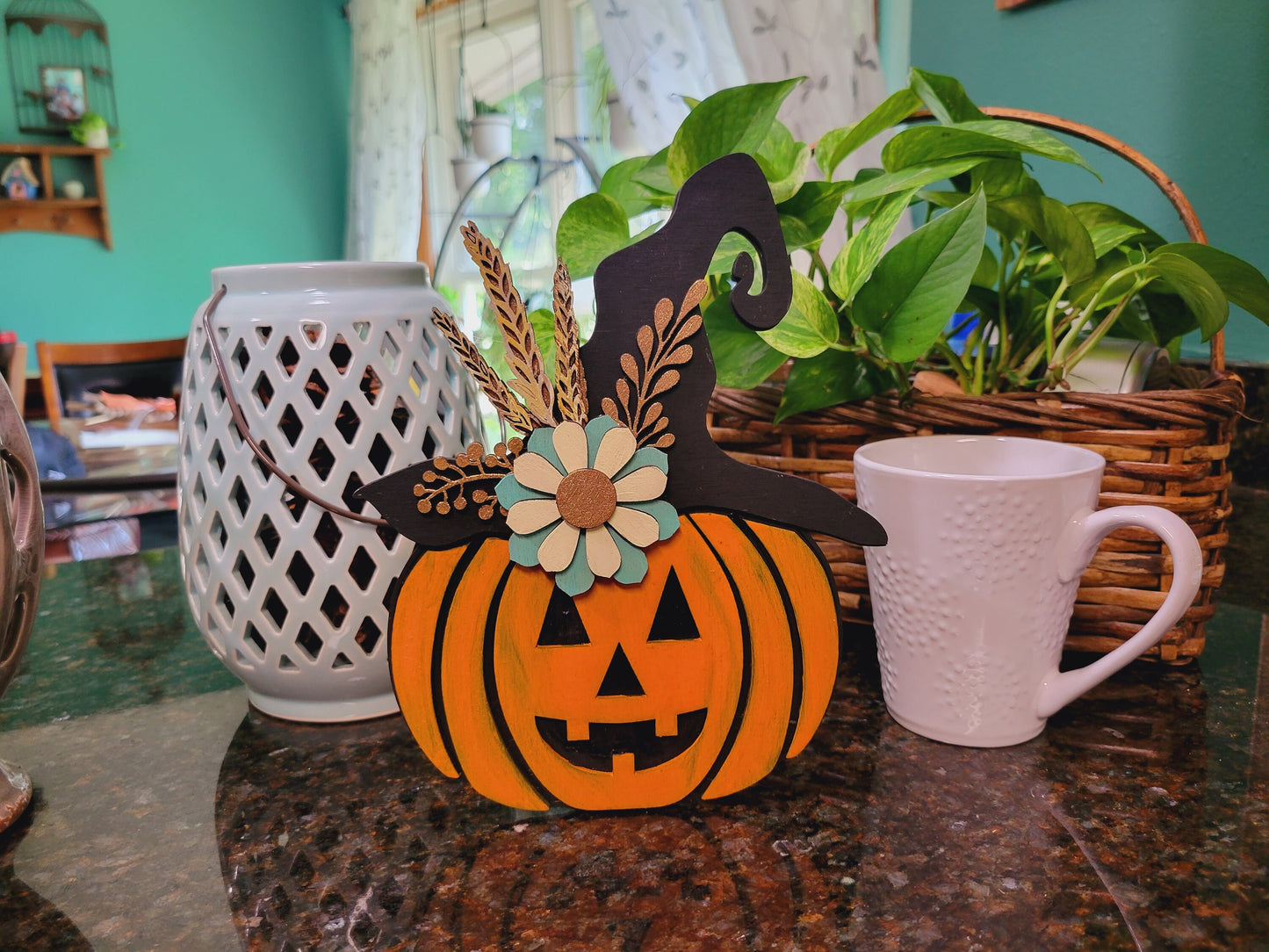 Happy Jack-O-Lantern Shelf Sitter