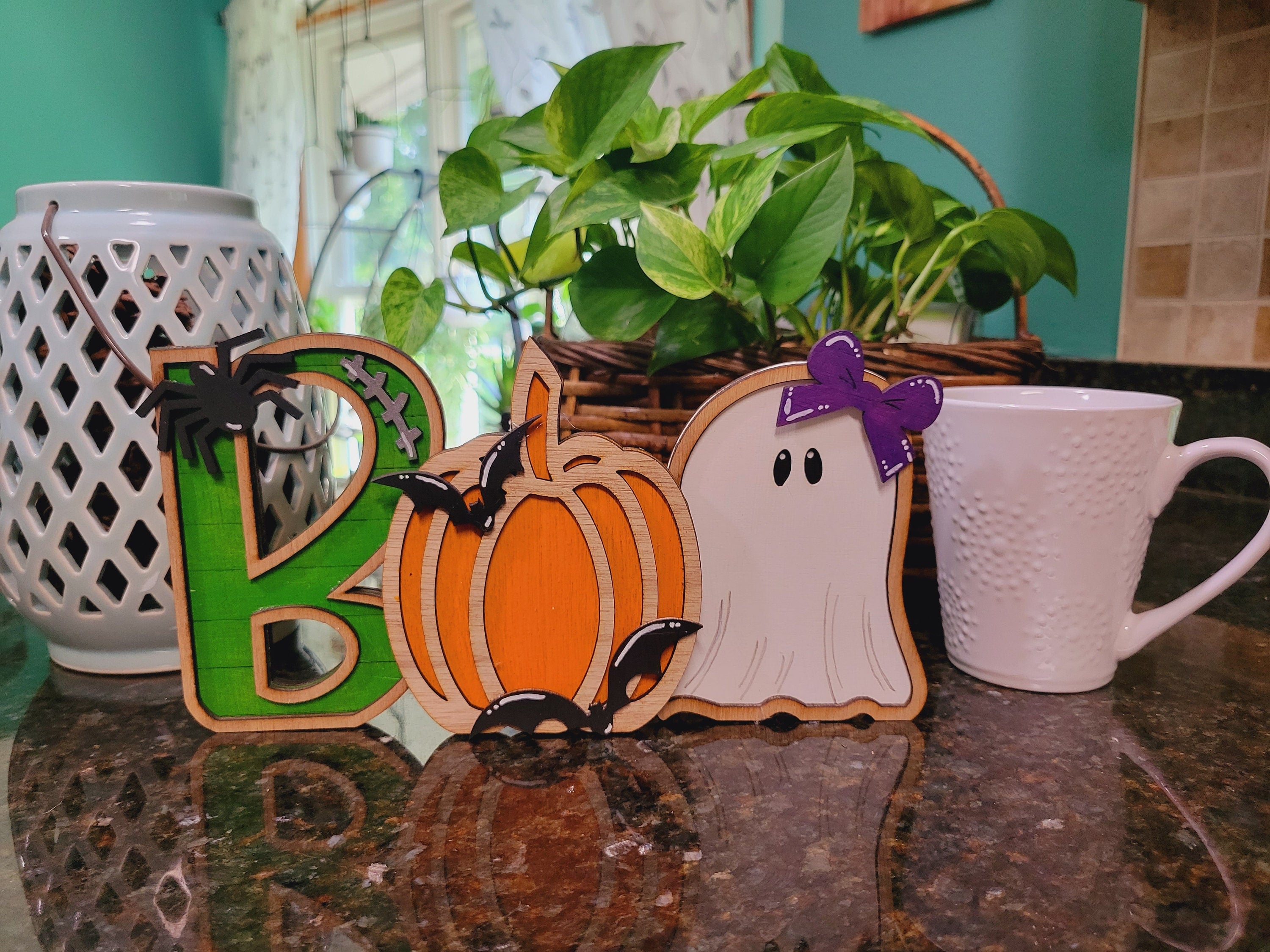BOO- Frankenstein, Pumpkin and Ghost