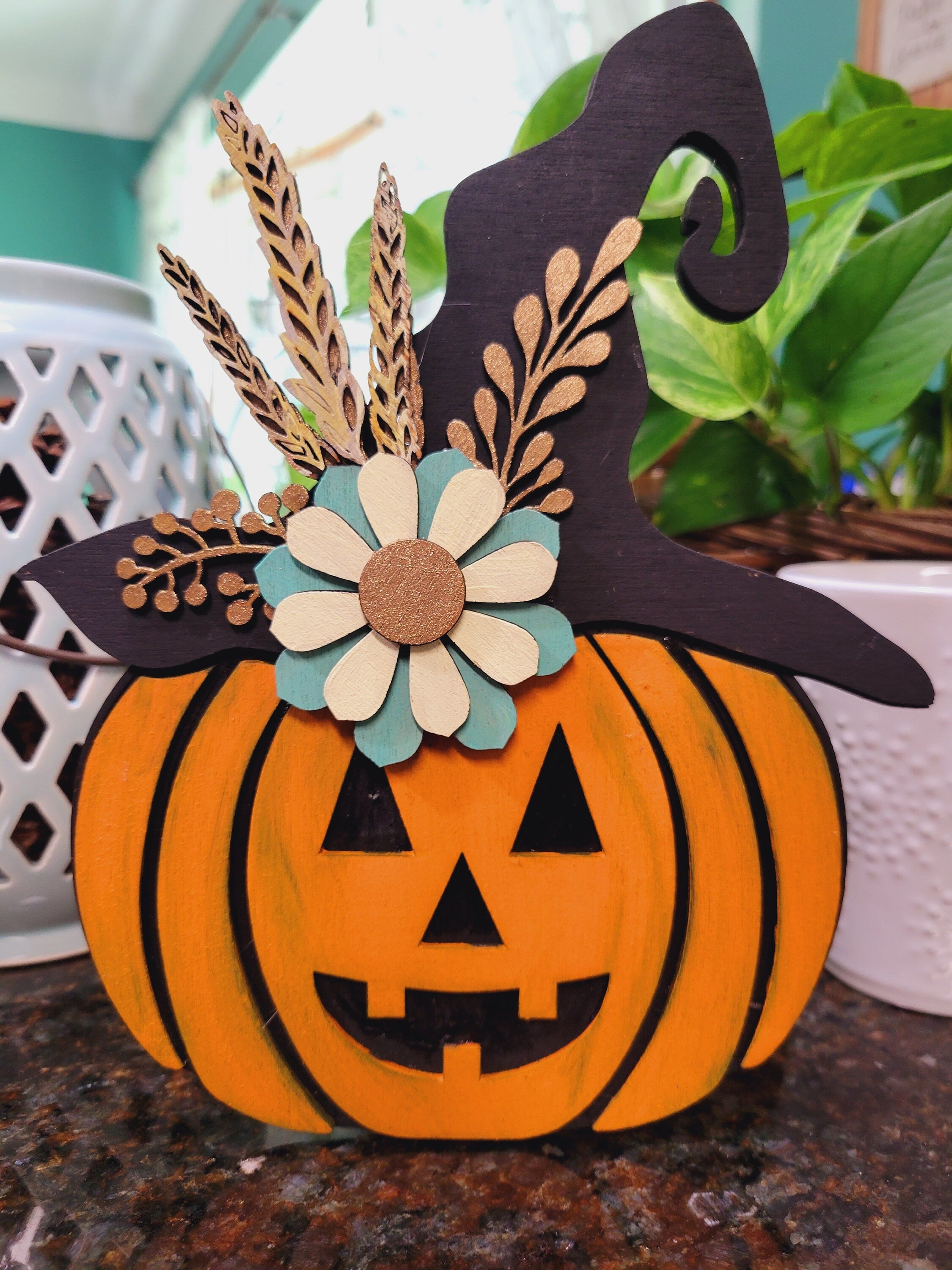 Happy Jack-O-Lantern Shelf Sitter