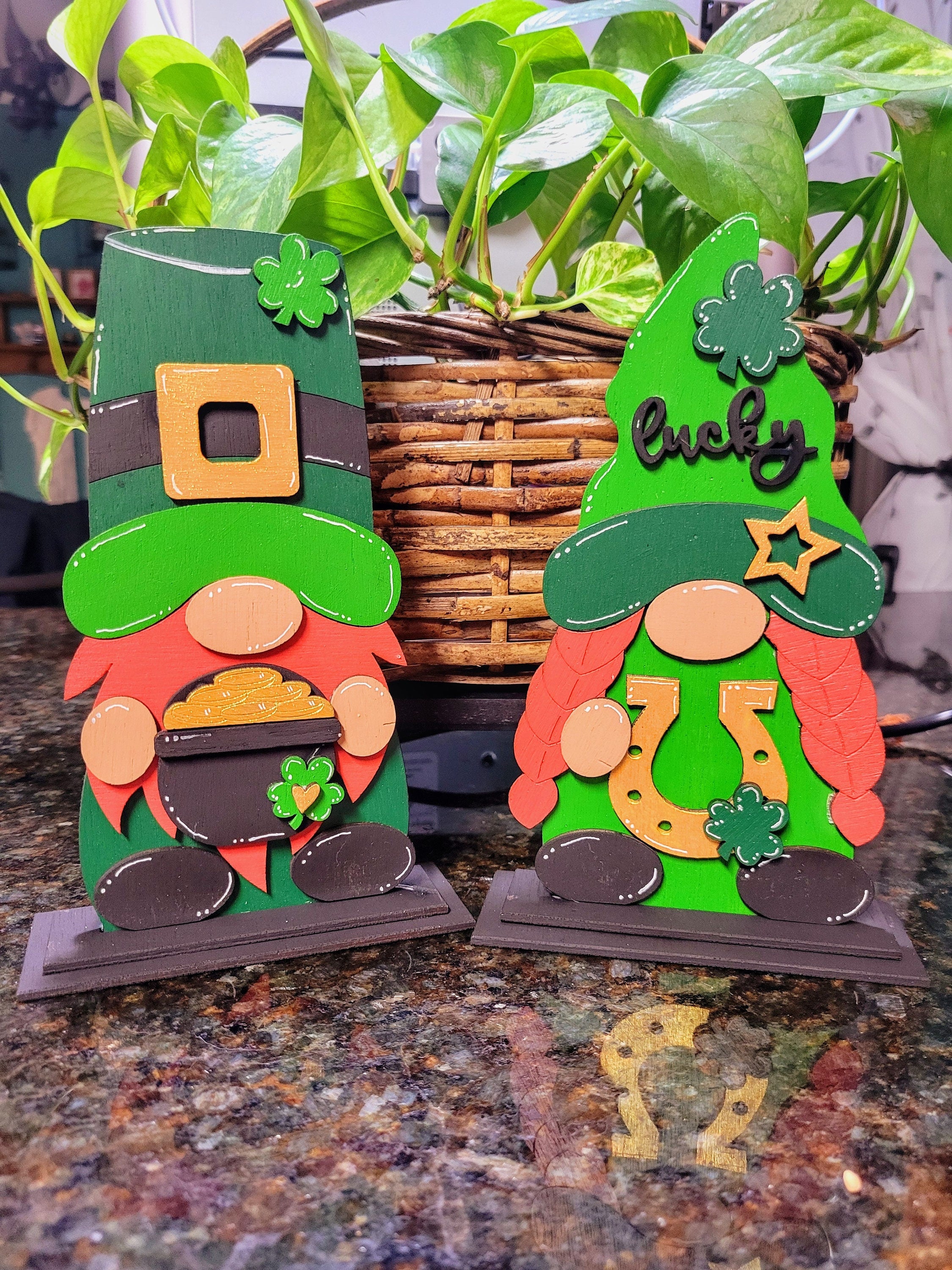 St Patrick's Day Gnome Couple Shelf Sitter