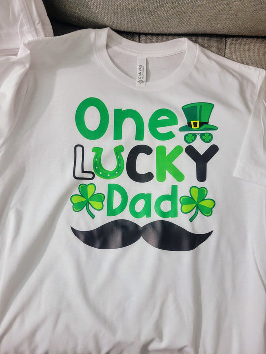 One Lucky Dad- Long, Short Sleeve T, Tote Bag, Crew, Hoodie, Unisex/Youth