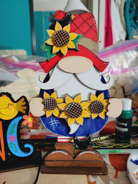 Sunflower Farmer Gnome - Paint Party Kit