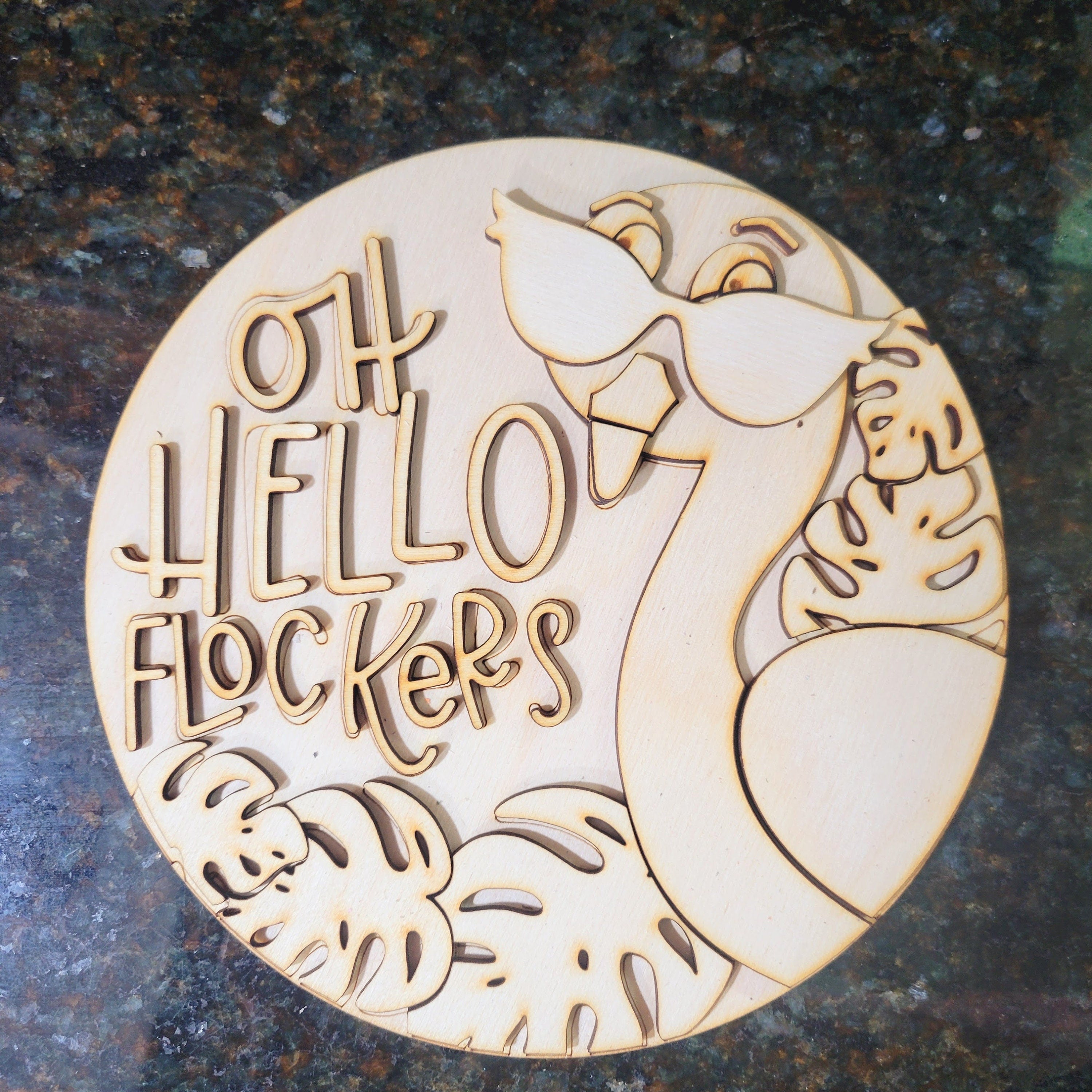 Oh Hello Flockers, Flamingo Round DIY Blank