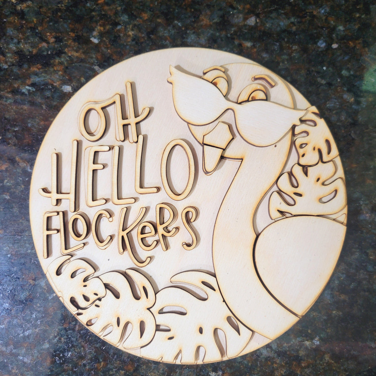 Oh Hello Flockers, Flamingo Round DIY Blank