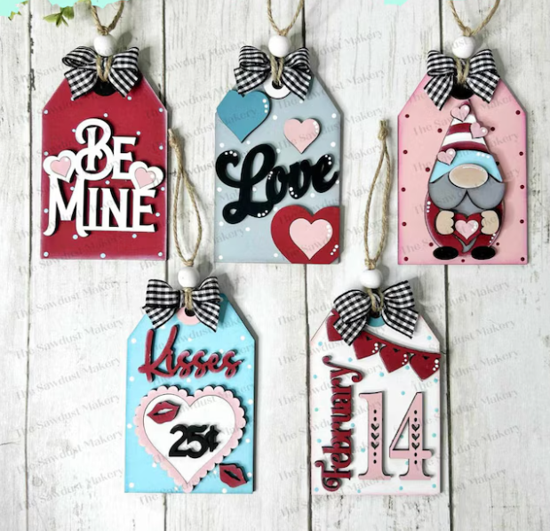 Valentine Ornaments (optional gift card holder)- DIY Blank