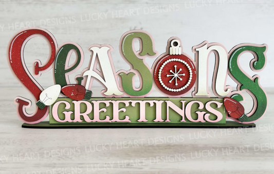 Seasons Greetings Word Art Shelf Sitter - Paint Party