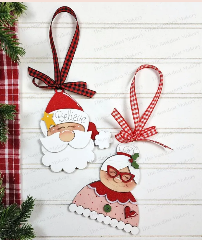 Santa & Mrs. Clause Ornament Set- Paint Party Kit