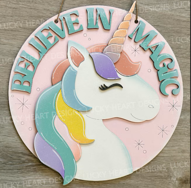 Beleive in Magic Unicorn Round- Paint Party Kit