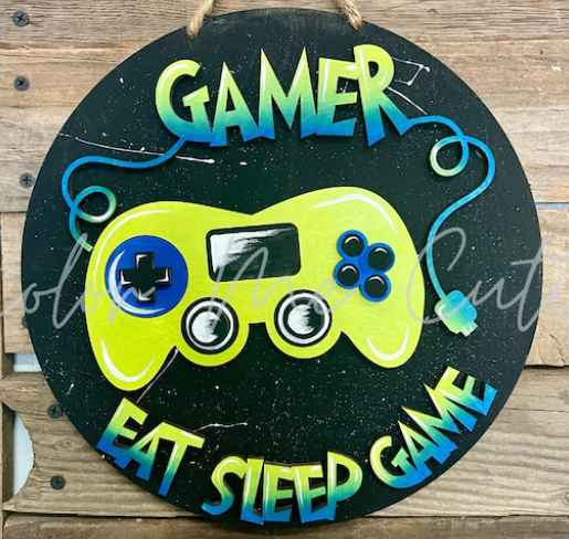 Eat, Sleep, Game, Repeat Round- DIY Blank